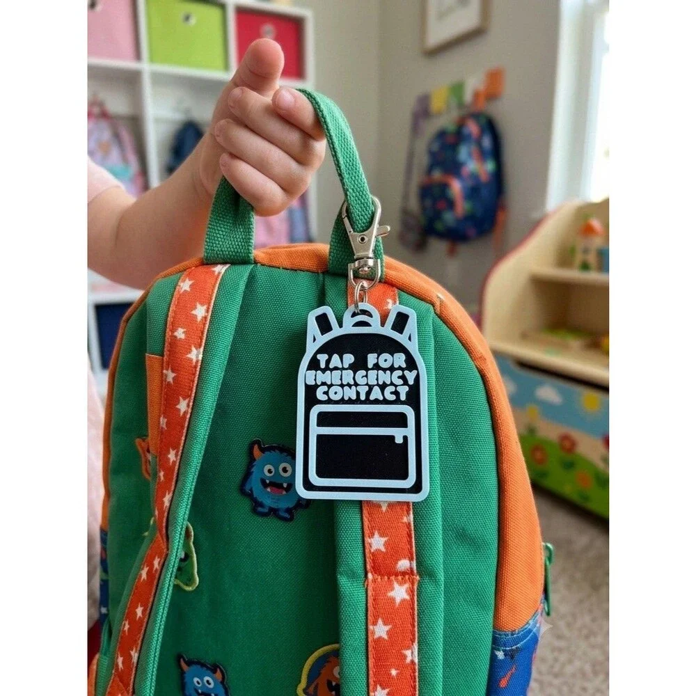 2x NFC Kids Backpack Tag Emergency Contact Tag for Children Back To School